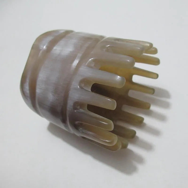 Black buffalo horn meridian massage comb with half wide teeth and pointed tube design for women's hair care