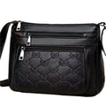 Butterfly black women's crossbody bag with embossed PU leather and horizontal square design
