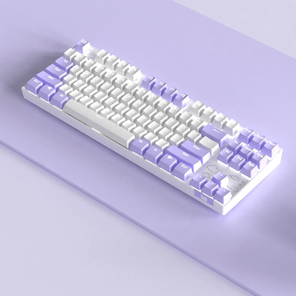Wireless Bluetooth mechanical keyboard with metal board and green switches in blue white ice blue light colour