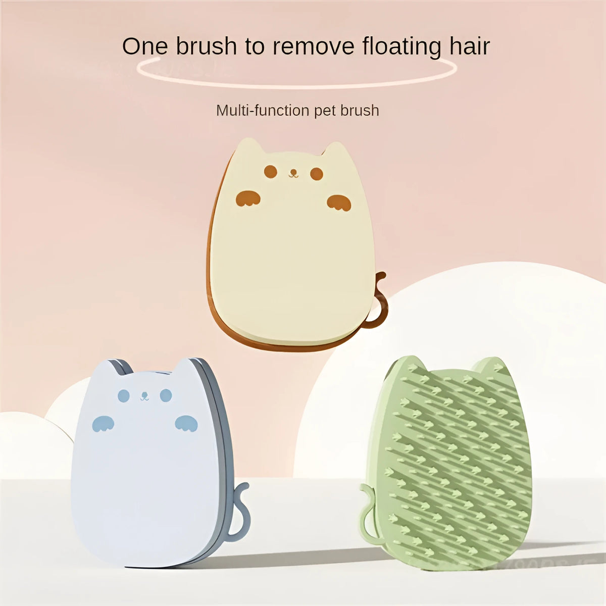 Sponge silicone pet comb brush in blue colour with two bristle types for cat and dog grooming