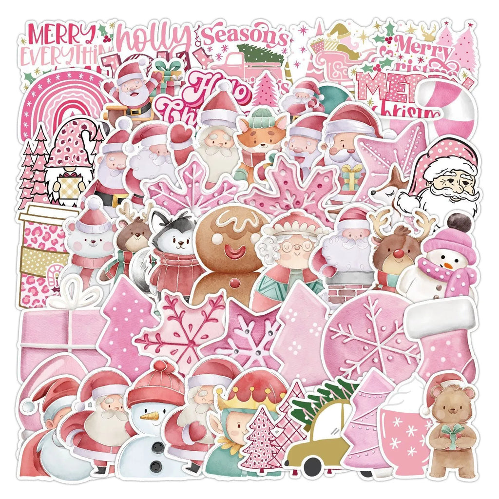 50 waterproof Christmas vinyl stickers 4-8cm for phone, laptop, guitar, and notebook decoration