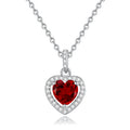 Sterling silver heart pendant necklace with a choice of coloured gemstones on a cross chain.