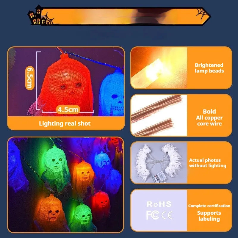 Halloween coloured LED fairy lights with battery box for indoor wall decoration.