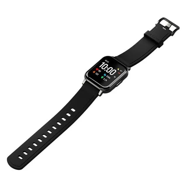 Black waterproof smart bracelet with 1.4 inch touchscreen display on silicone wristband