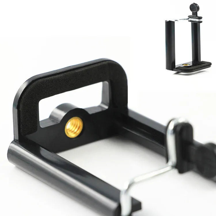 Black plastic U-shaped mobile phone clip holder for mounting to hoses and poles