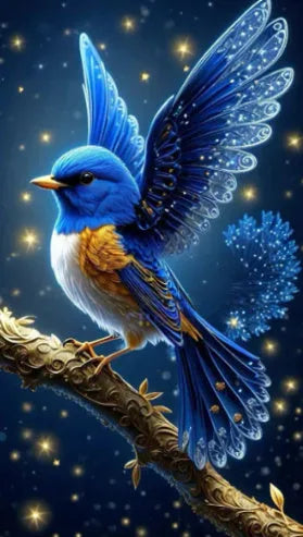 Handmade blue bird rhinestone diamond painting measuring 60x100cm with modern simplicity style