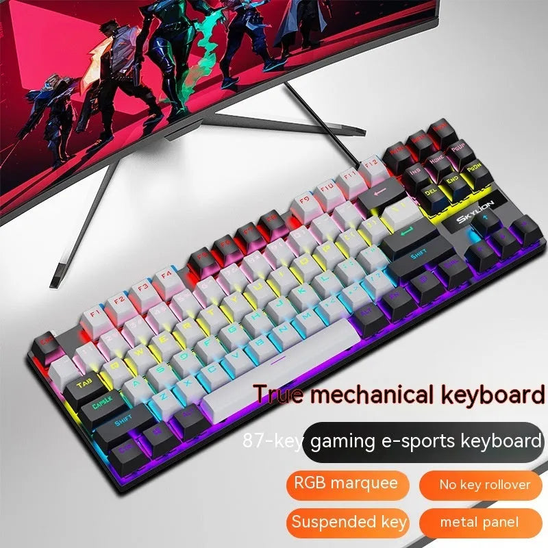 K87 mechanical wired keyboard with metal frame, shown in one of eight available colour and switch combinations.
