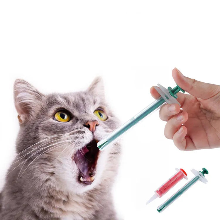 Two pet pill shooters with soft silicone tips for cat and dog tablet administration
