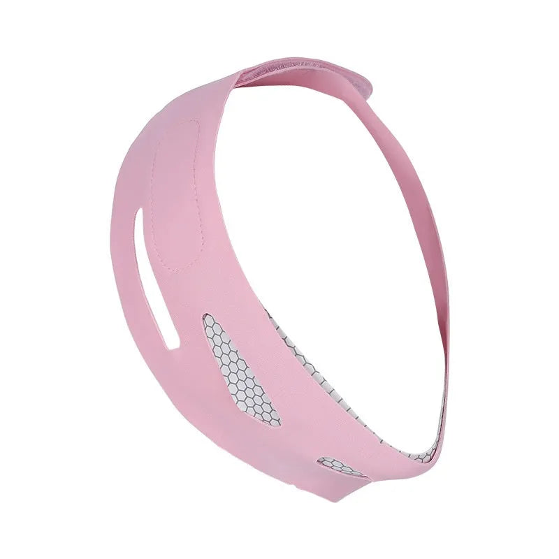 Elastic V-shaped face bandage for facial care available in pink and black colour options