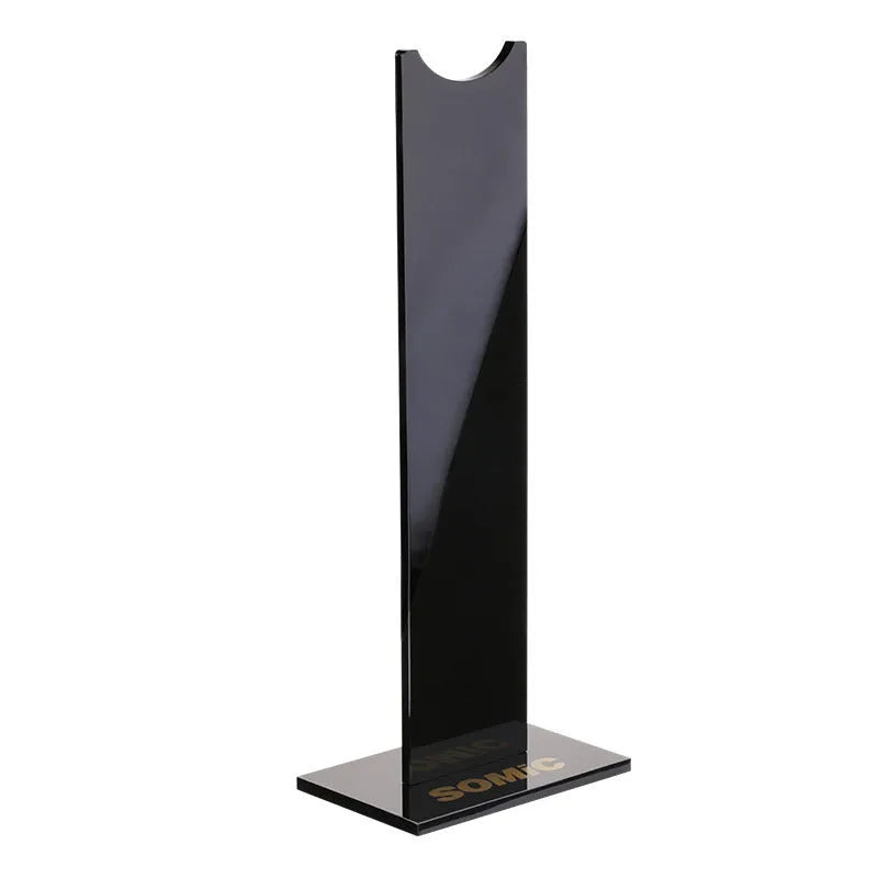 Pink and black detachable headphone stand with non-slip silicone base for gaming headsets