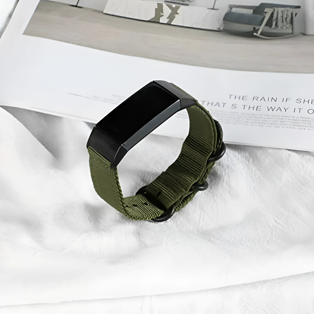 Nylon three-ring buckle strap for Fitbit Charge fitness tracker in multiple colours