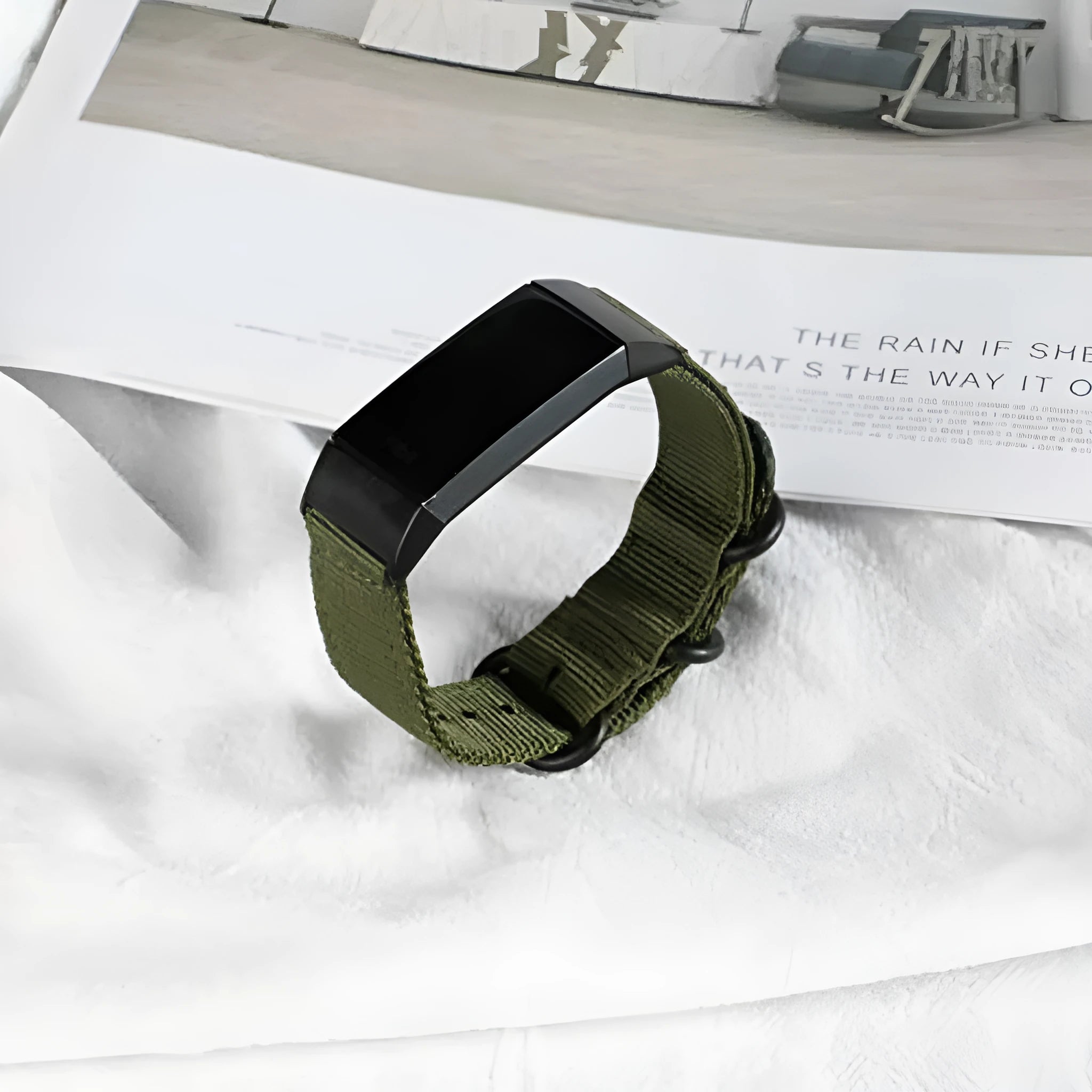 Nylon three-ring buckle strap for Fitbit Charge fitness tracker in multiple colours