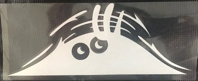 Large 19cm by 7cm self-adhesive body sticker showing four face design options.