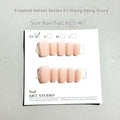 Frosted Velvet Cat's Eye false nail set showing electroplated design on short ladder sized PVC nails