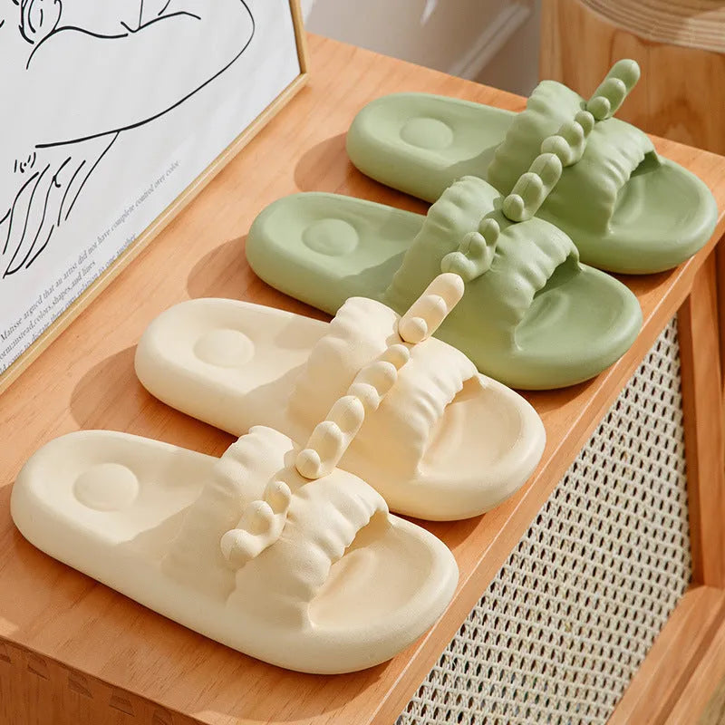 Deer horn design flip flop slippers with non-slip soles in light yellow colour