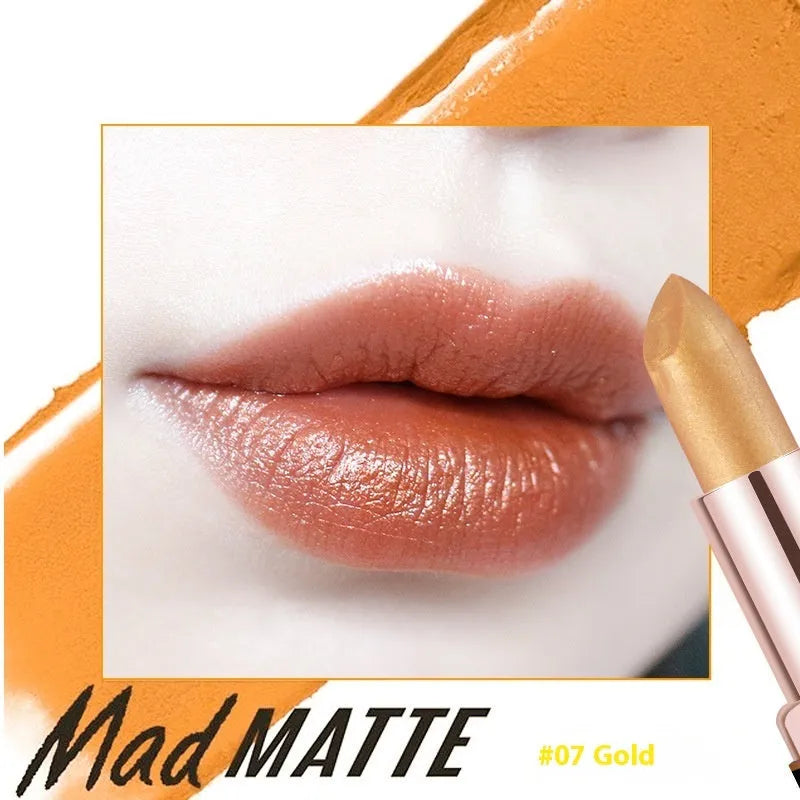 Fey Beauty Cameo Brown non-fading lipstick open and closed, showing nude shade and case.