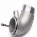 Aluminium alloy 90-degree turbine elbow for lateral engine positioning with anodised finish