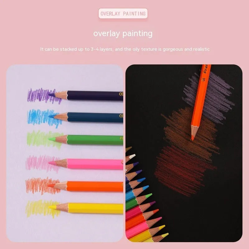 Wooden double-head colour pencil set for drawing, showing 12-piece and 6-piece configuration options.