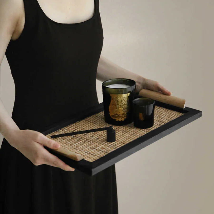 Pine wood compartment dining tray with divided sections in large and small size options