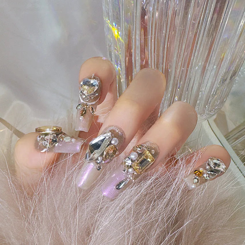 Flash false nail patches with gel adhesive in S size for at-home manicures