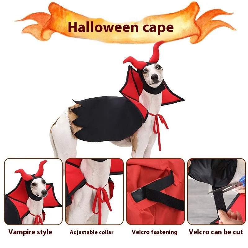 Black polyester vampire cloak and hat costume for pets on Halloween