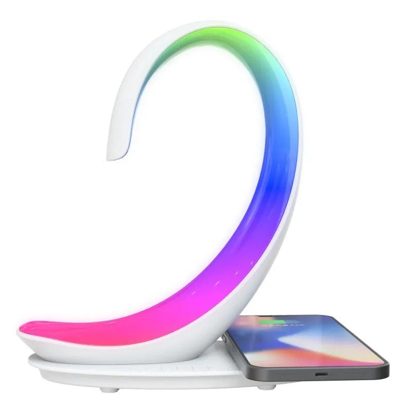 White swan shaped desktop atmosphere light with colourful LEDs and built-in Bluetooth speaker