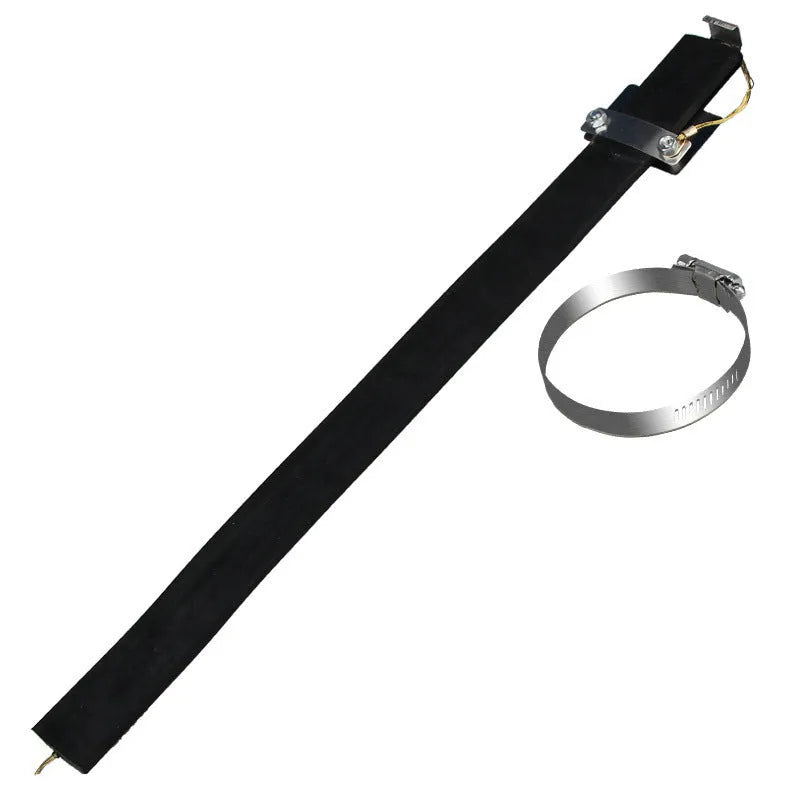 Black car electrostatic grounding belt with copper wire and rubber construction, 370mm long, shown detached.