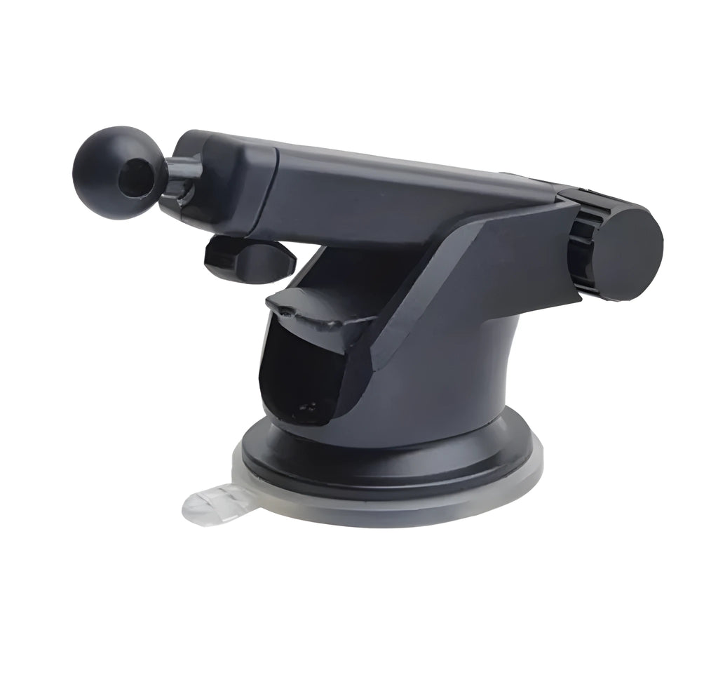 Universal car phone bracket with telescopic long rod mounted on car dashboard holding smartphone