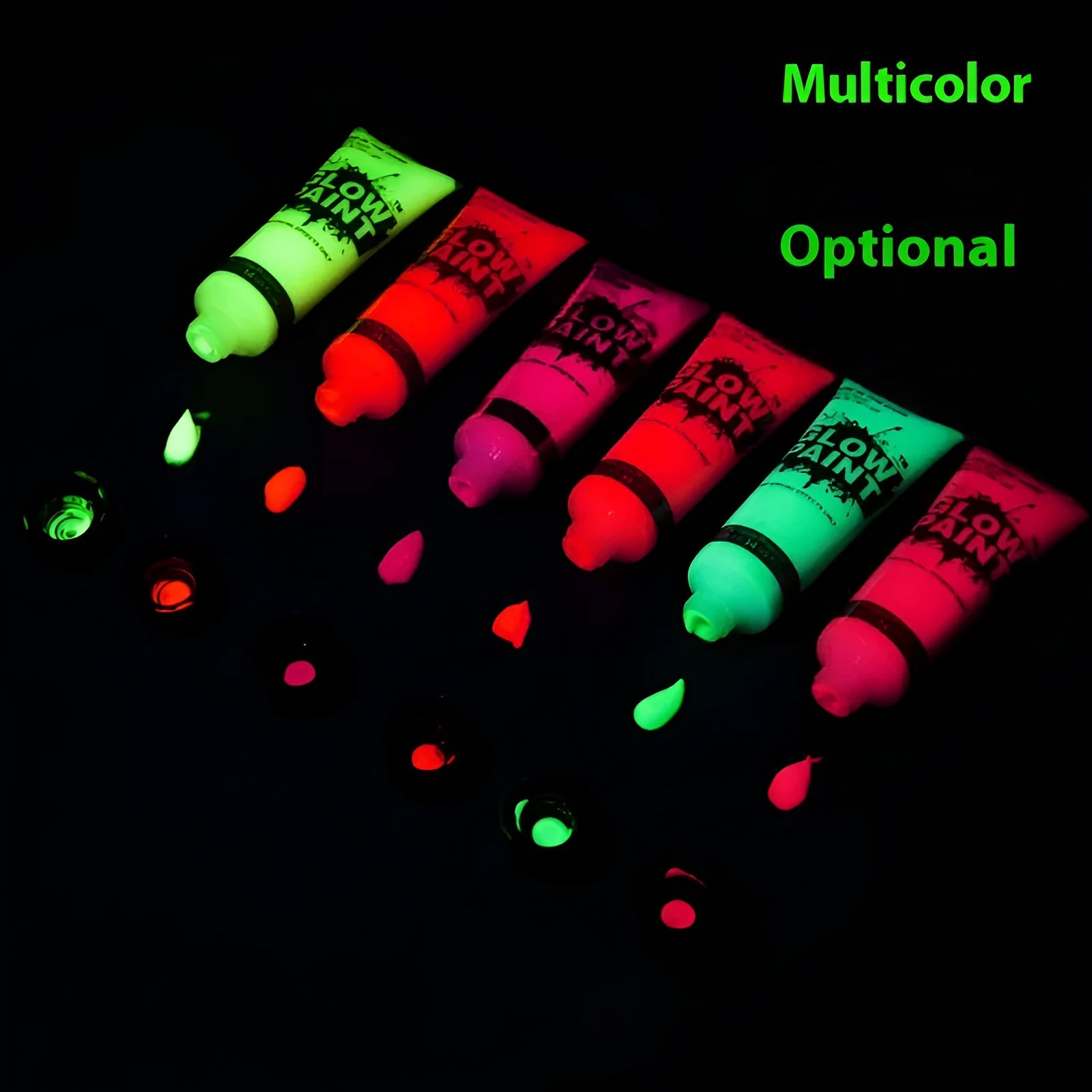 Non-toxic water-based face and body paint tube in 25ml size, shown in a bright neon colour.