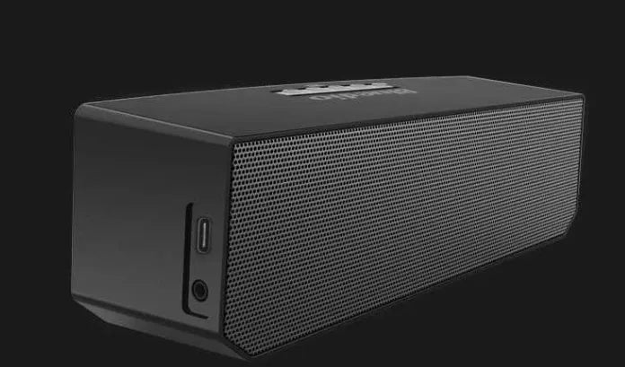 Black BS-6 Bluetooth smart speaker with 52mm drive units showing compact dimensions