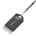 Small black or silver metal USB flash drive showing compact size and USB connector