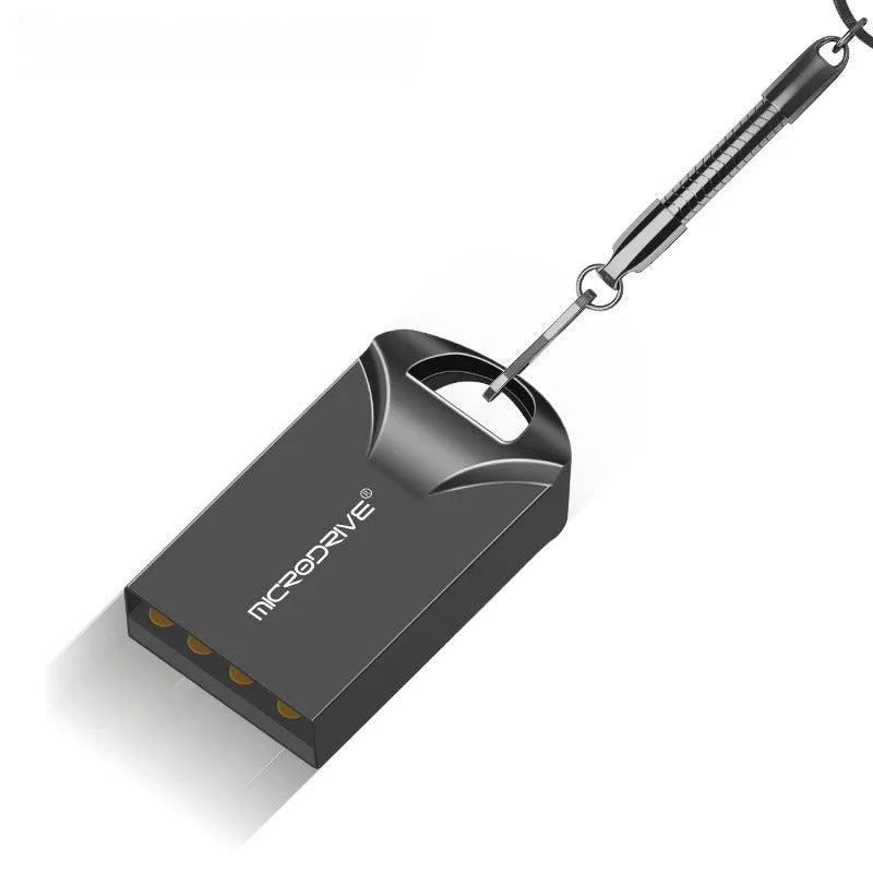 Small black or silver metal USB flash drive showing compact size and USB connector