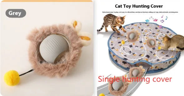 Self-moving silicone cat rolling ball toy in multiple colour options