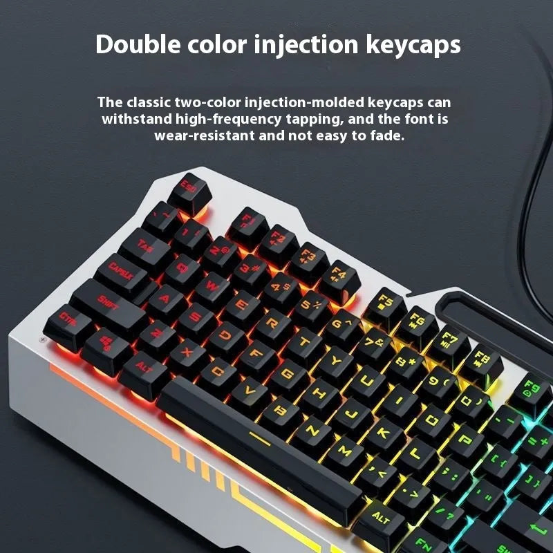Mechanical keyboard gaming bundle with metal construction and LED lighting in colour box packaging