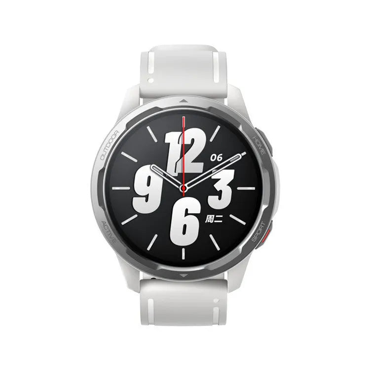 Dual band GPS smart watch with silicone strap in black, white, or blue colour on wrist