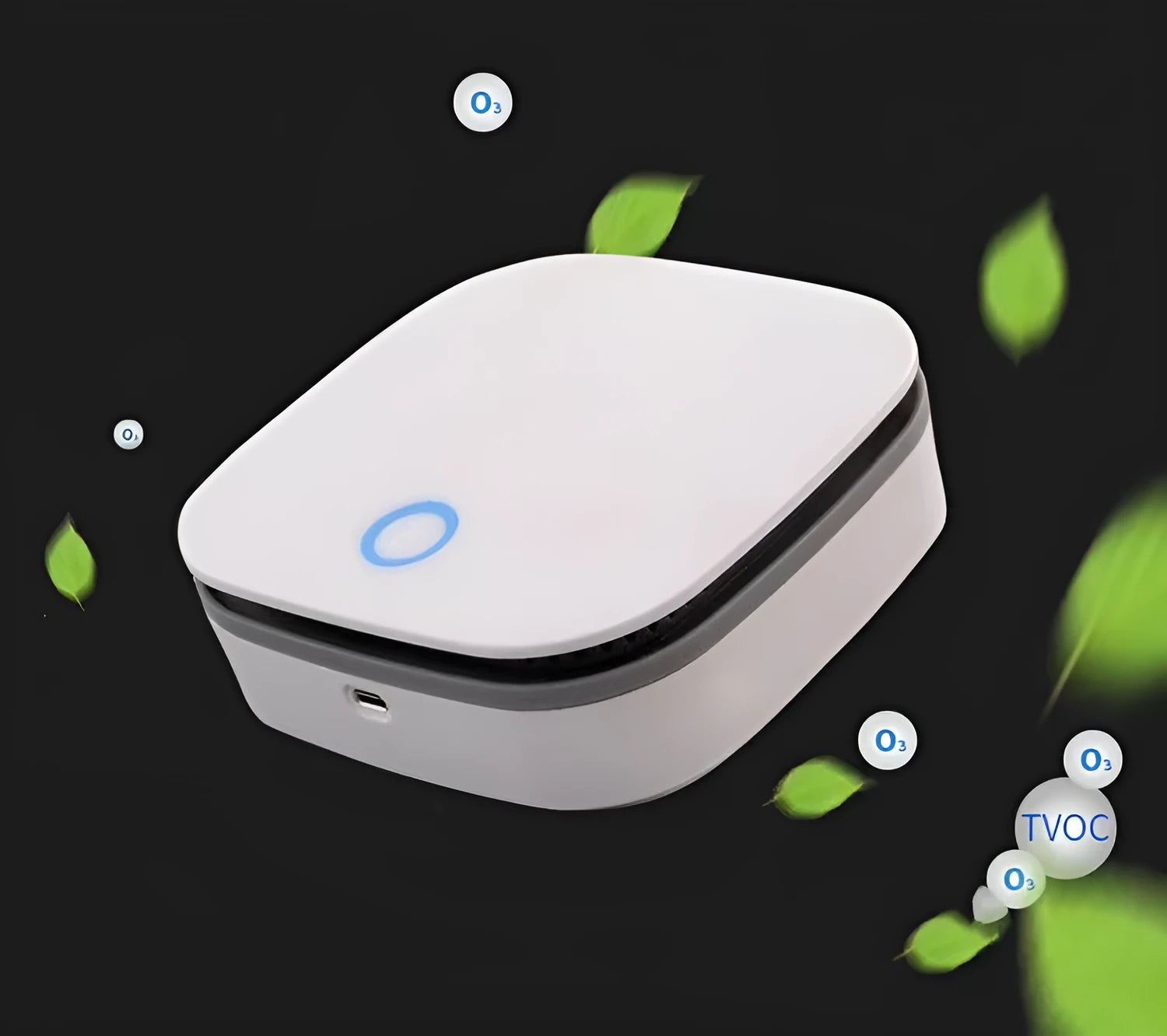 White USB car air purifier with negative ion technology and composite filter