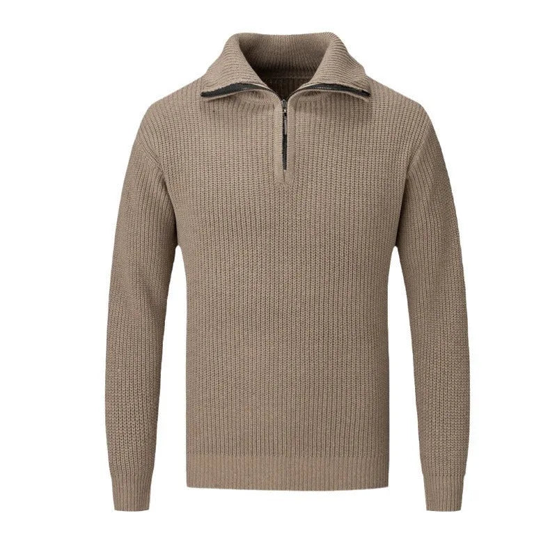 Men's slim fit solid colour pullover sweater for autumn and winter leisure wear