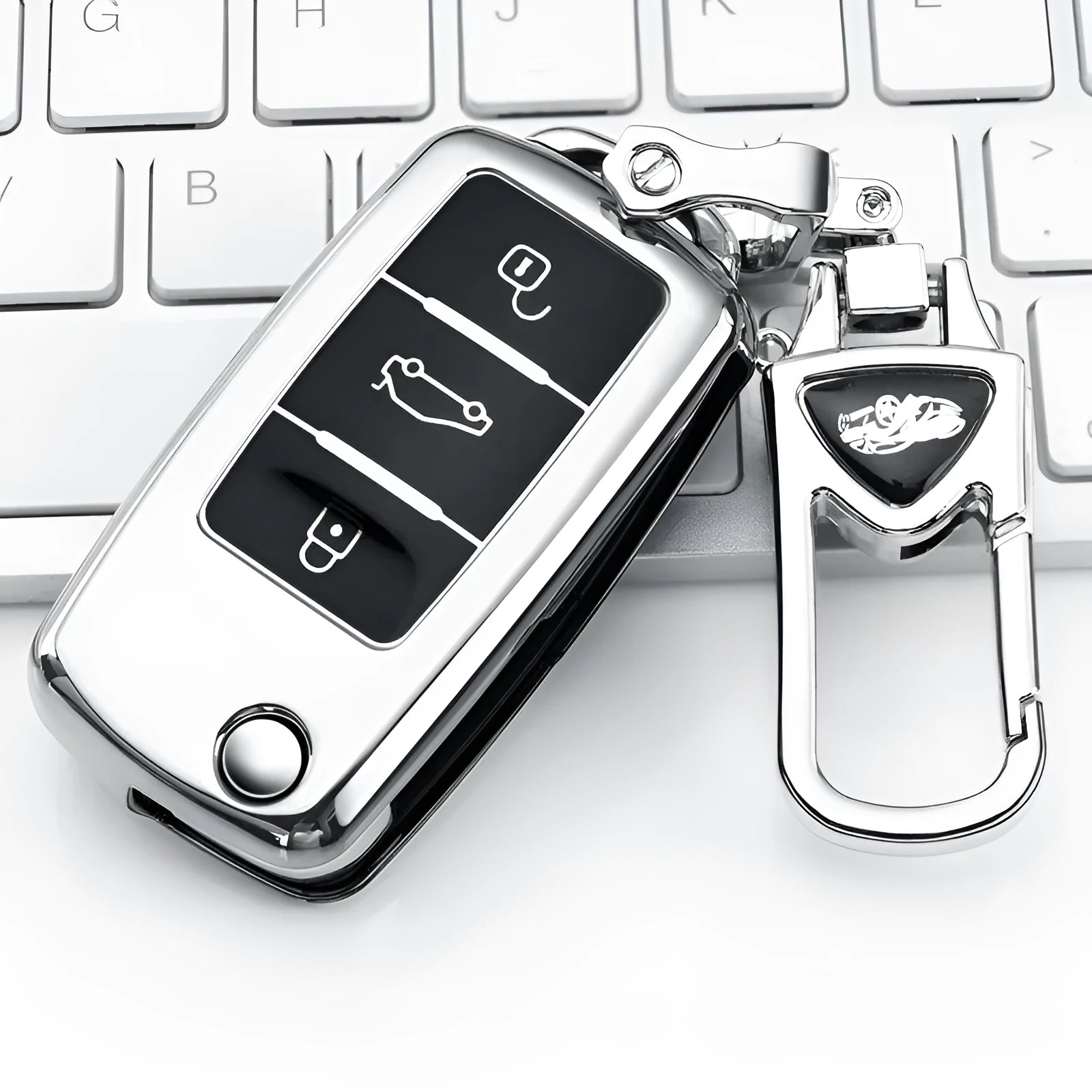 TPU protective car key case for Volkswagen Model A folding remote in blue, pink, red, and silver colour options