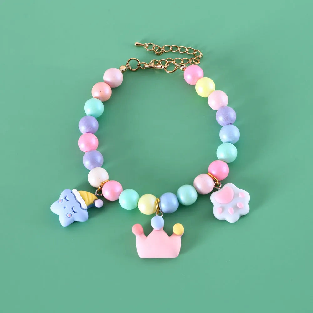 Adjustable pet headdress collar set in macaron colours with three sizing options