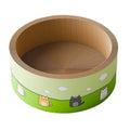 Large round corrugated paper cat scratch board with deepening pit design, shown in 45cm and 50cm sizes.