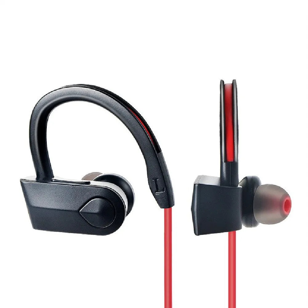 Wireless neckband Bluetooth earphones in black colour with USB charging cable