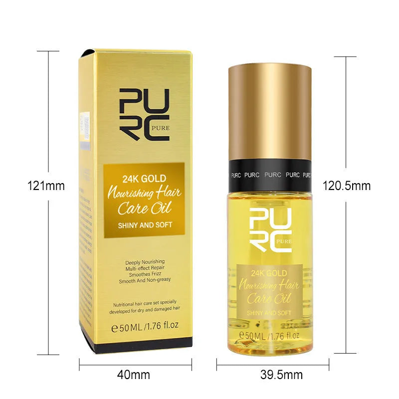 Yellow 50ml hair care essential oil bottle for scalp control and frizz improvement.