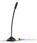 Black wired desktop microphone with 3.5mm jack and built-in positioning stent
