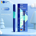 A boxed student posture correction pen with an ergonomic plastic grip, shown in blue colour variant.