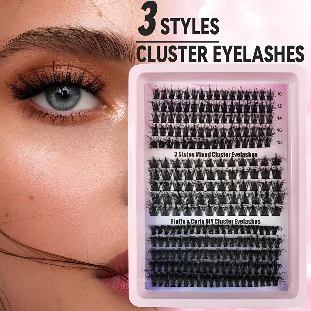 Black large capacity eyelash storage box showing dimensions and false eyelash organisation