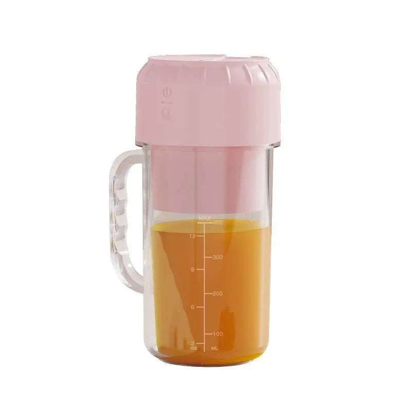 Portable USB rechargeable juicer in cherry blossom pink or avocado green with multiple blade options