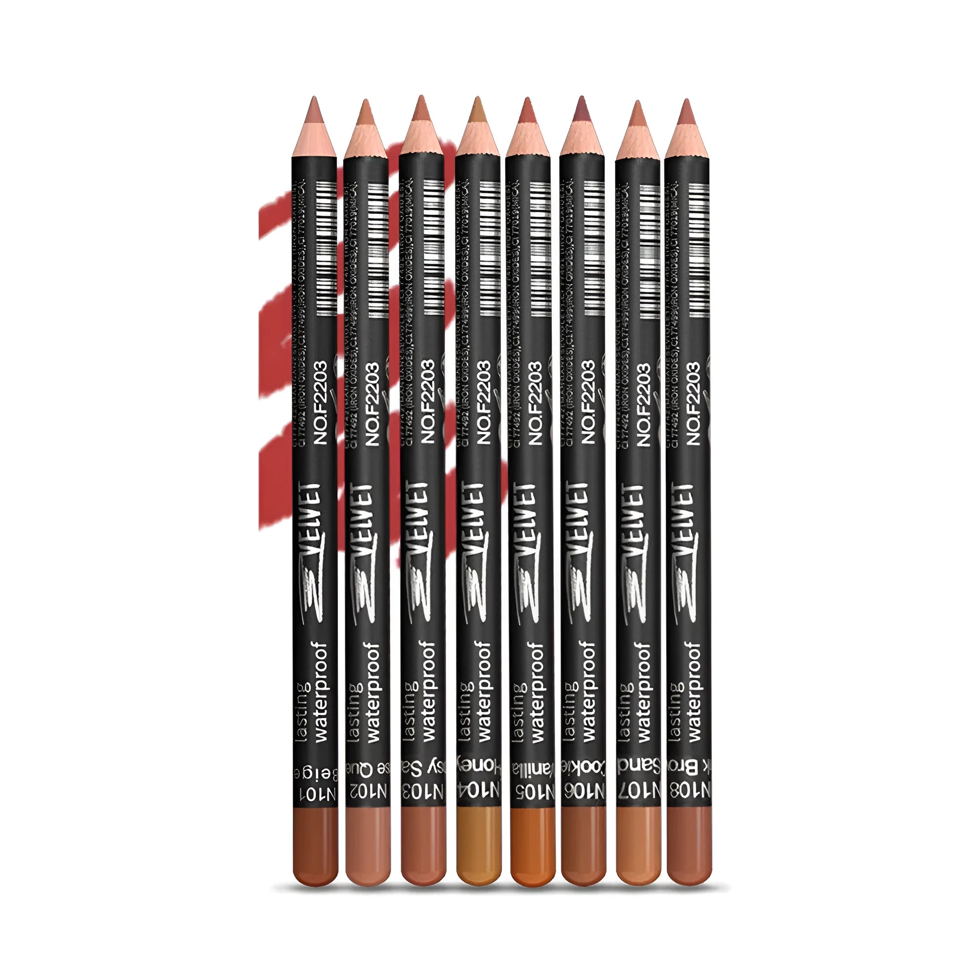 Matte lip wood liner pencil in natural shades with water-resistant 24-hour formula