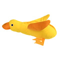 Yellow teddy dog toy with duck sound feature and treat dispensing openings for training
