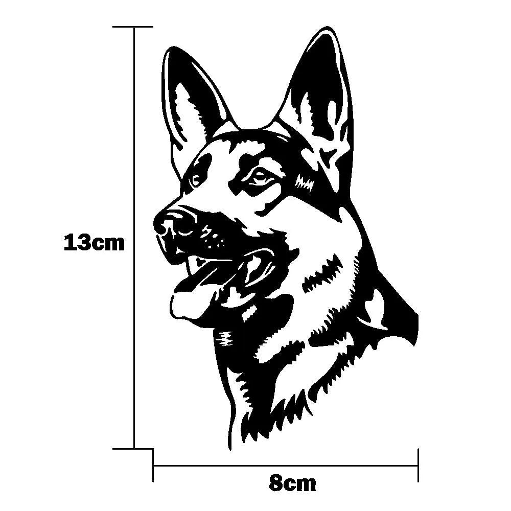 Reflective Alsace Shepherd dog design car bumper sticker in choice of colours.
