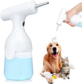 White electric foam soap dispenser with USB cable and nozzle attachments for pet and home cleaning